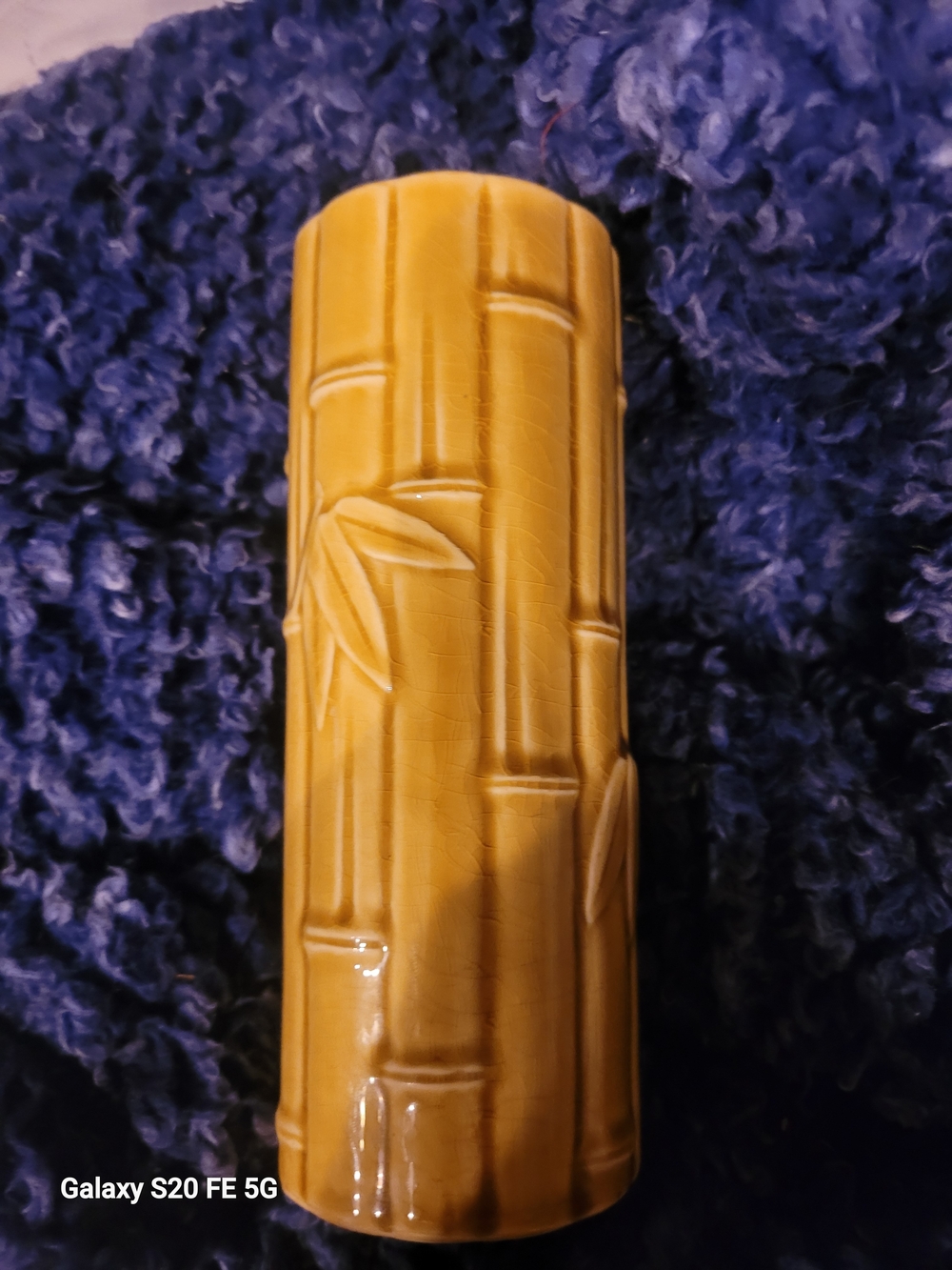 Vintage Brown Bamboo-Textured Ceramic Vase